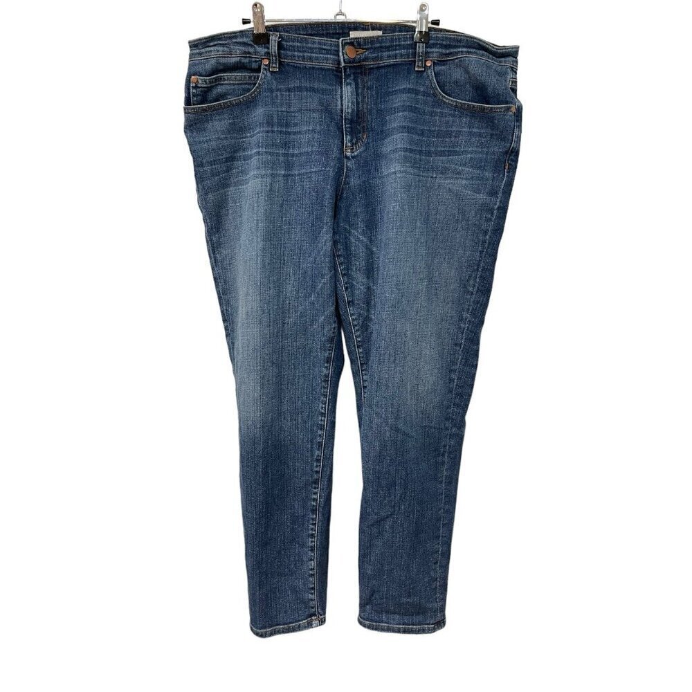 Eileen Fisher Size 16 Plus Organic Cotton Dark Wash Straight Leg